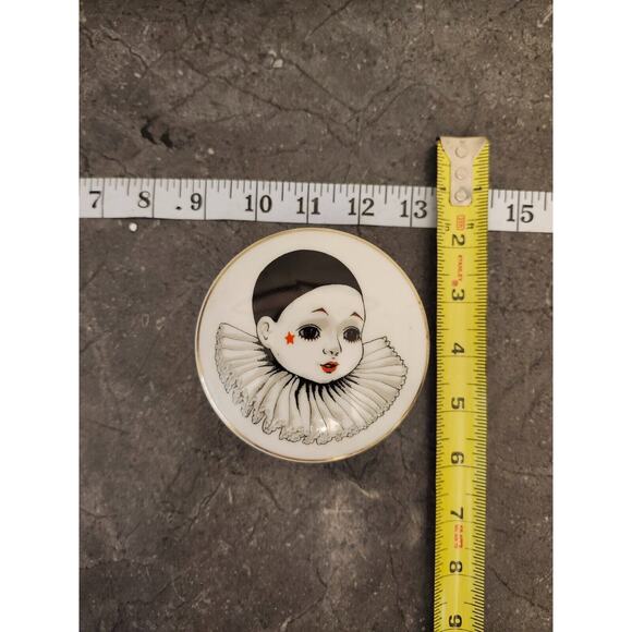 Ceramic Mime Clown‎ Trinket Box Made In Japan Vintage - Picture 1 of 5